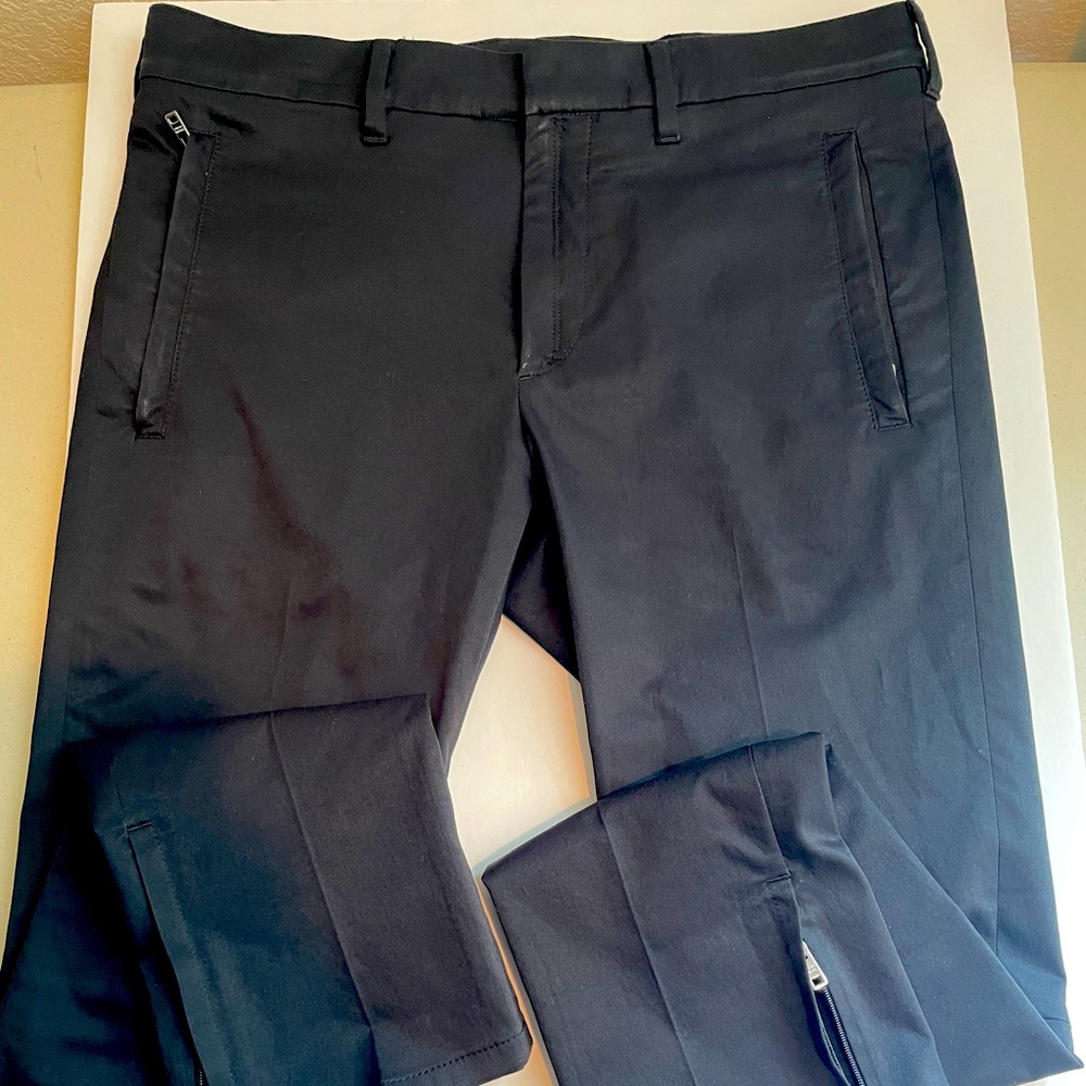 PRADA flat front zip jogger trousers in black